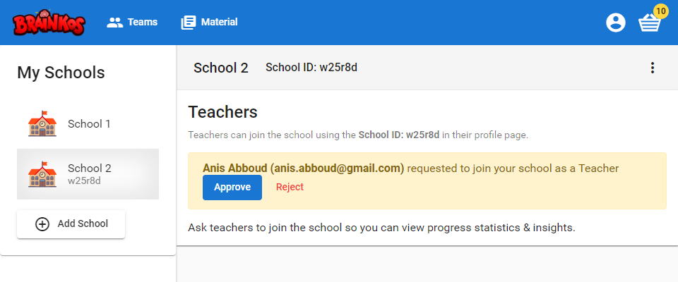 Approve Teacher Request